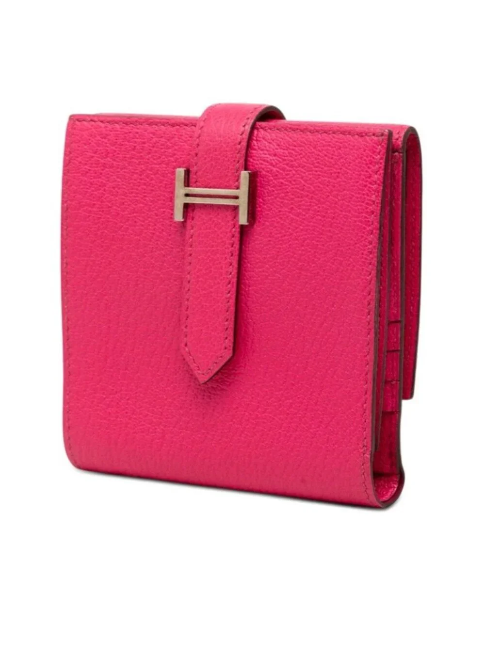 Hermes Bearn Recto Verso Trifold Wallet Rose Shocking Pink Chevre